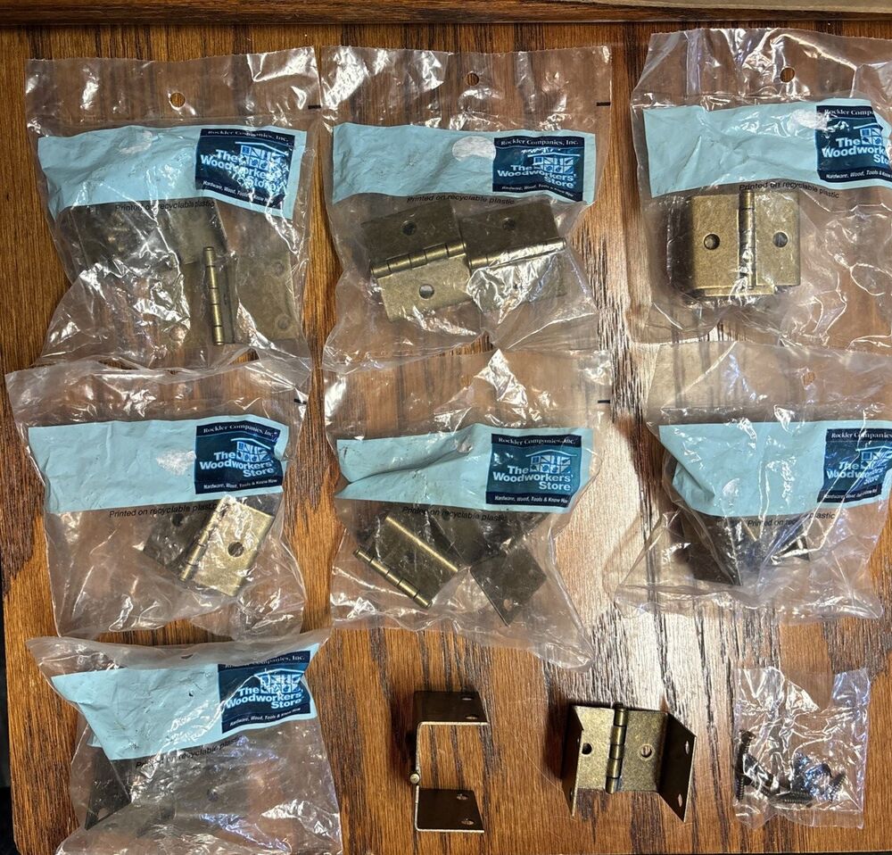 16 Pieces (8 Sets) Right Angle Hinges Hardware Woodworkers Store Antique Brass